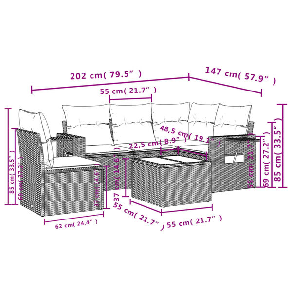 vidaXL Salon de jardin 6 pcs avec coussins gris clair r&eacute;sine tress&eacute;e