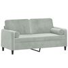 vidaXL Canap&eacute; 2 places avec oreillers gris clair 140 cm velours