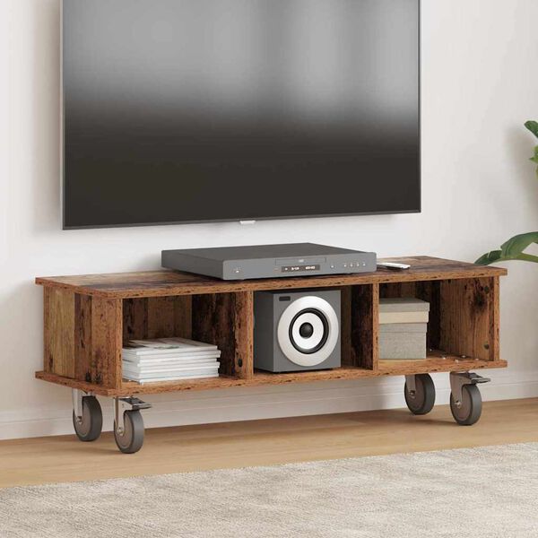 vidaXL Meuble TV Bois ancien 100 x 35 x 35 cm Bois d'ing&eacute;nierie