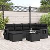 vidaXL Salon de jardin 7 pcs avec coussins noir r&eacute;sine tress&eacute;e