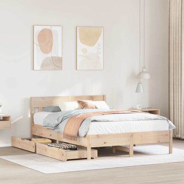 vidaXL Cadre de lit sans matelas 135x190 cm bois de pin massif