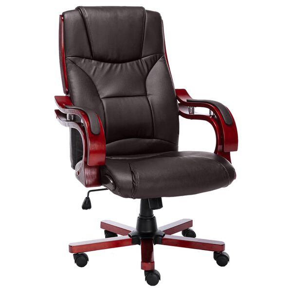 vidaXL Chaise de bureau Marron Cuir v&eacute;ritable