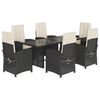 vidaXL Ensemble &agrave; manger de jardin coussins 7pcs Noir R&eacute;sine tress&eacute;e