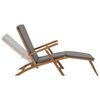 vidaXL Chaise longue avec coussin Gris fonc&eacute; Bois de teck solide