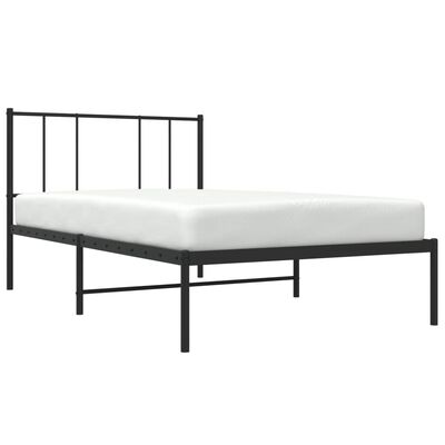 vidaXL Cadre de lit métal sans matelas avec tête de lit noir 90x200 cm