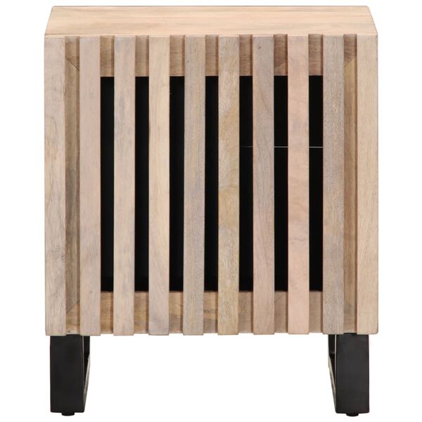 vidaXL Table de chevet 40x34x46 cm bois de manguier massif blanchi