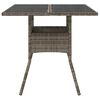 vidaXL Table de jardin dessus en verre gris 80x80x75 cm r&eacute;sine tress&eacute;e