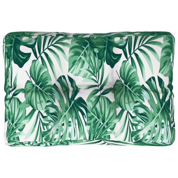 vidaXL Coussin de palette motif de feuilles 60x40x12 cm tissu