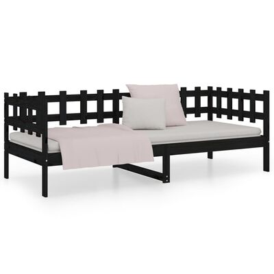 vidaXL Lit de jour sans matelas noir 90x190 cm bois de pin massif