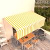 vidaXL Auvent r&eacute;tractable manuel avec store 5x3 m Jaune et blanc