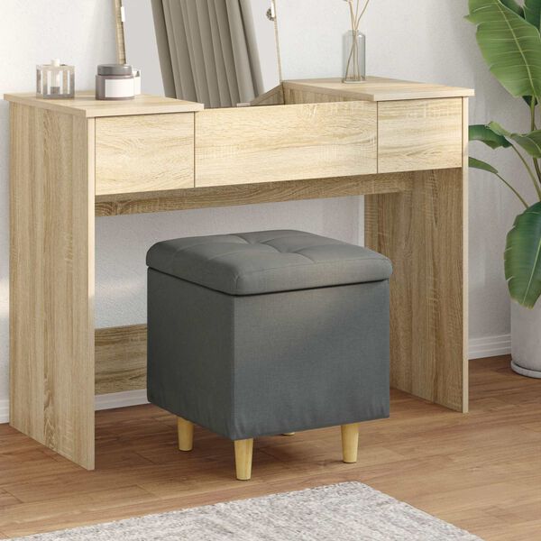vidaXL Pouf de rangement avec coussin Gris fonc&eacute; 40 x 40 x 45 cm tissu