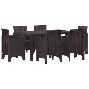 vidaXL Ensemble de salle &agrave; manger pour jardin 7 pc Marron Rattan Polt