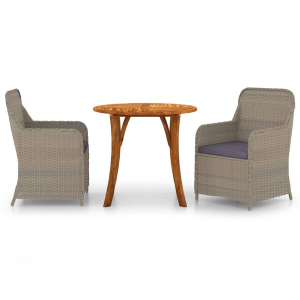vidaXL Ensemble &agrave; manger de jardin 3 pcs Marron