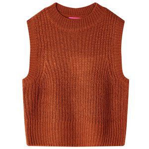 Gilet pull-over tricot&eacute; pour enfants cognac 104
