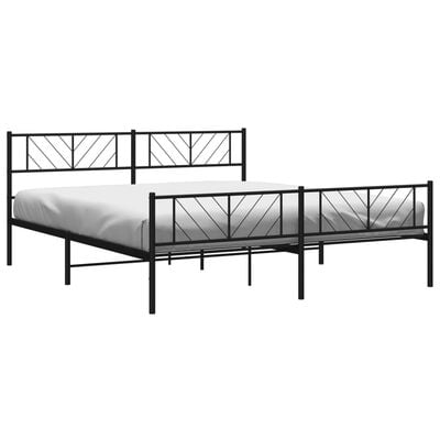 vidaXL Cadre de lit métal sans matelas avec pied de lit noir 193x203cm