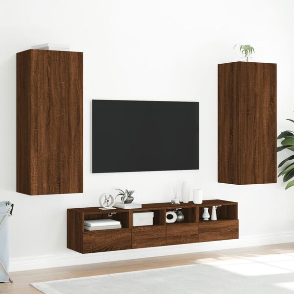 vidaXL Unit&eacute;s murales TV 5 pcs ch&ecirc;ne marron bois d'ing&eacute;nierie