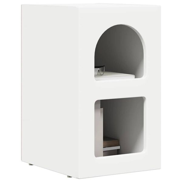 vidaXL Table de chevet Blanc 29,5 x 35 x 50 cm Bois d'ing&eacute;nierie