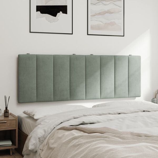 vidaXL Coussin de t&ecirc;te de lit Hanko gris clair 120 cm velours