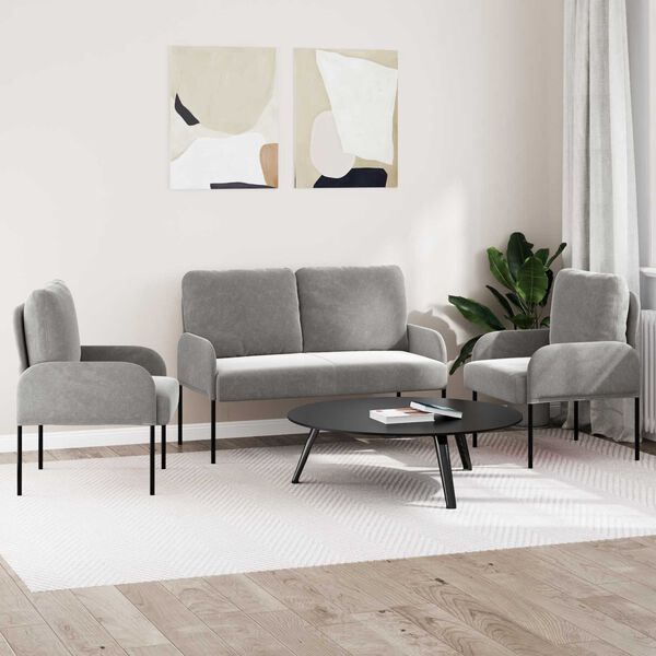 vidaXL Ensembles de canap&eacute;s 3 pcs Gris clair 115 x 56 x 80 cm