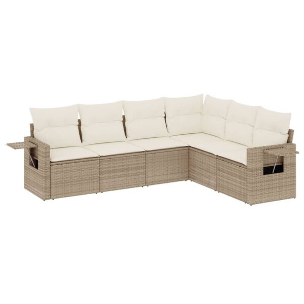 vidaXL Salon de jardin avec coussins 6 pcs beige r&eacute;sine tress&eacute;e