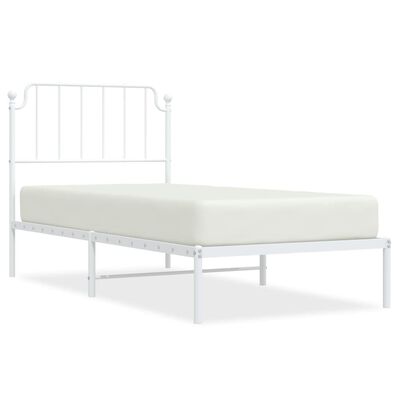 vidaXL Cadre de lit métal sans matelas avec tête de lit blanc 90x200cm