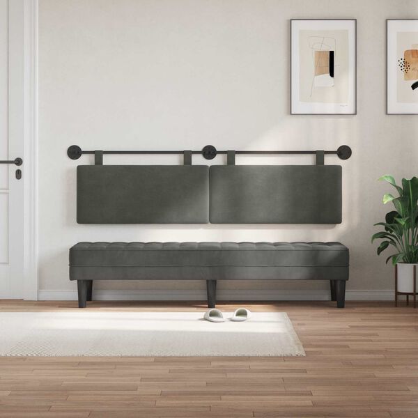 vidaXL T&ecirc;te de lit suspendue Montage mural Gris fonc&eacute; 170 x 55 x 5 cm