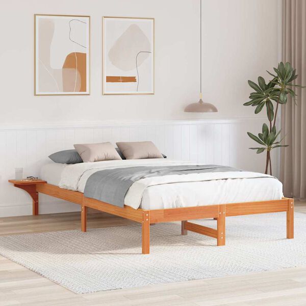 vidaXL Cadre de lit Brun cire 140 x 190 cm Pin massif