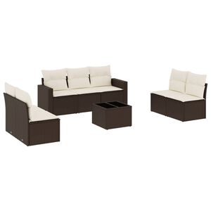 vidaXL Salon de jardin 8 pcs avec coussins marron r&eacute;sine tress&eacute;e
