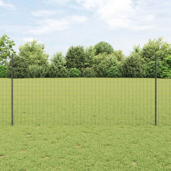 vidaXL Cl&ocirc;ture et Poteau Gris 1,2 x 25 m Acier