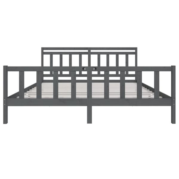 vidaXL Cadre de lit sans matelas gris bois massif 200x200 cm