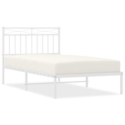 vidaXL Cadre de lit métal sans matelas et tête de lit blanc 100x190 cm