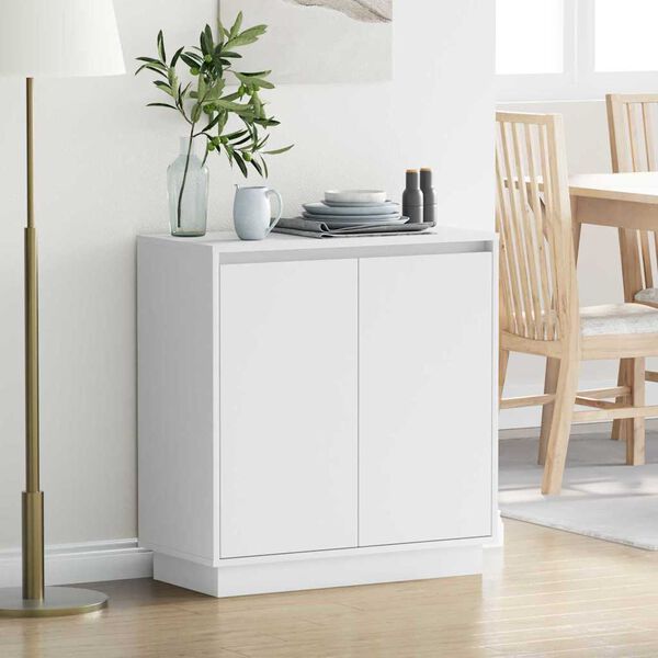vidaXL Buffet LED avec porte Blanc 71 x 34,5 x 75 cm Bois d'ing&eacute;nierie