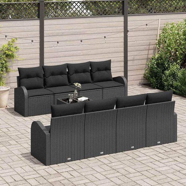 vidaXL Ensemble de canap&eacute; de jardin Noir 55 x 55 x 37 cm polyrotin