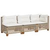 vidaXL Canap&eacute; de jardin avec coussins 3 places beige r&eacute;sine tress&eacute;e