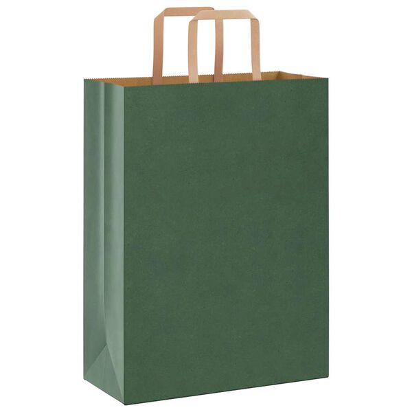 vidaXL Sacs en papier 50 pcs avec poign&eacute;es vert 26x12x35 cm