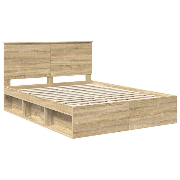 vidaXL Cadre de lit Ch&ecirc;ne Sonoma 150 x 200 cm Bois de pin massif
