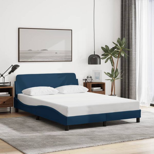 vidaXL Cadre de lit avec t&ecirc;te de lit Dover bleu 140x190cm tissu
