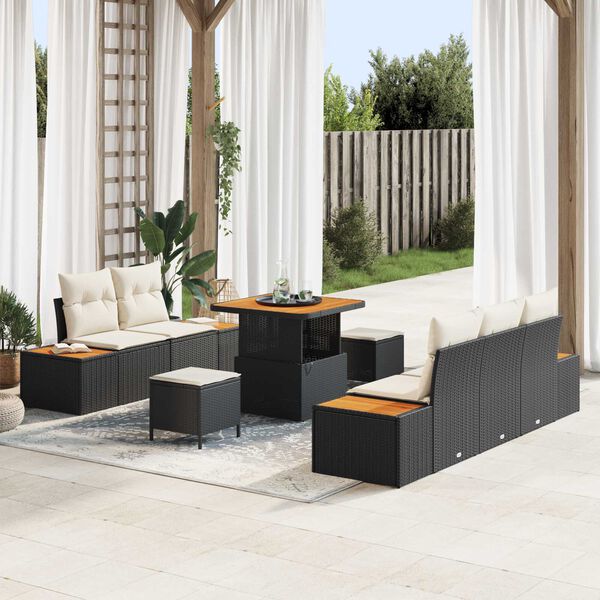 vidaXL Ensemble de canap&eacute; de jardin 8 pcs Noir polyrotin