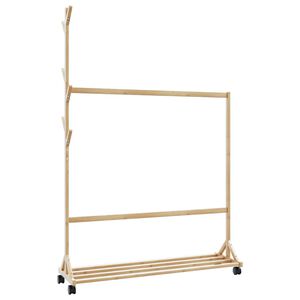vidaXL Porte-v&ecirc;tements avec crochets et roulettes 100x35x157 cm bambou