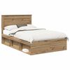 vidaXL Cadre de lit avec tiroir Ch&ecirc;ne artisan 135 x 190 cm Pin massif