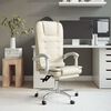 vidaXL Fauteuil de massage inclinable de bureau Crème Similicuir