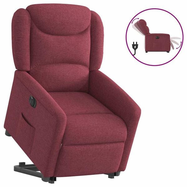 vidaXL Fauteuil inclinable &eacute;lectrique rouge bordeaux tissu