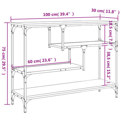 vidaXL Table console chêne marron 100x30x75 cm bois d'ingénierie