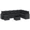 vidaXL Salon de jardin 9 pcs avec coussins noir r&eacute;sine tress&eacute;e