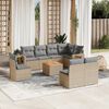 vidaXL Salon de jardin avec coussins 9 pcs beige r&eacute;sine tress&eacute;e