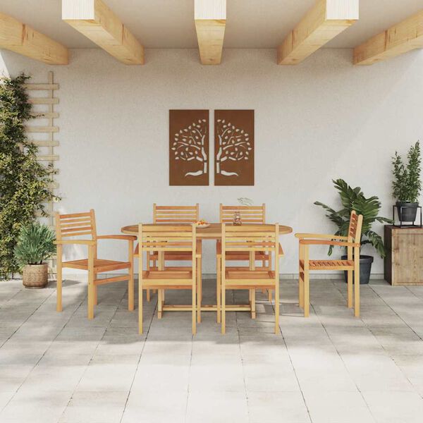 vidaXL Ensemble de salle &agrave; manger pour jardin 7 pcs Naturel
