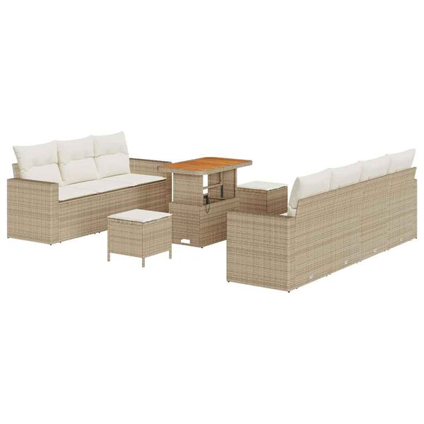 vidaXL Ensemble de canap&eacute; de jardin avec coussin 10 pcs beige et cr&egrave;me