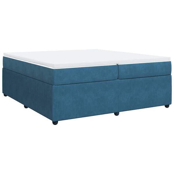 vidaXL Sommier &agrave; lattes de lit et matelas Bleu fonc&eacute; 200x200cm Velours