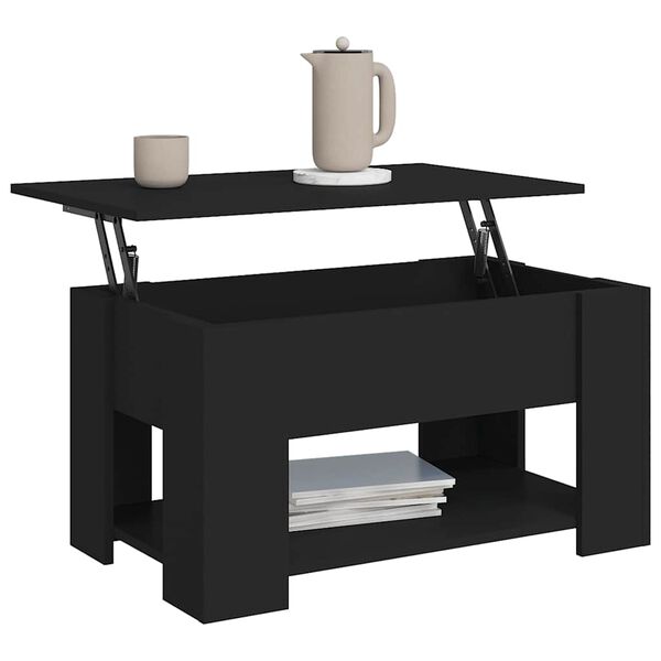 vidaXL Table basse noir 79x49x41 cm bois d'ingénierie