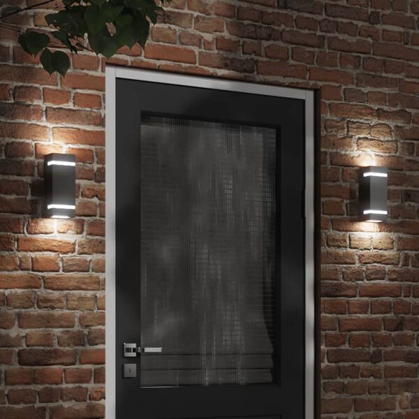 vidaXL Appliques murales d'ext&eacute;rieur 2 pcs noir acier inoxydable